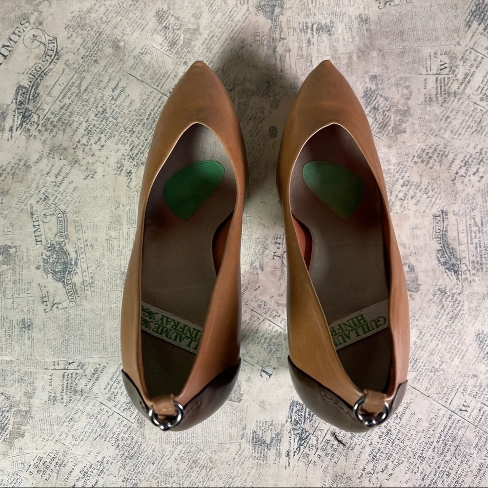 Guillaume Hinfray Italian Leather Platform Shoes Sculptural Heels EU 38.5 Design